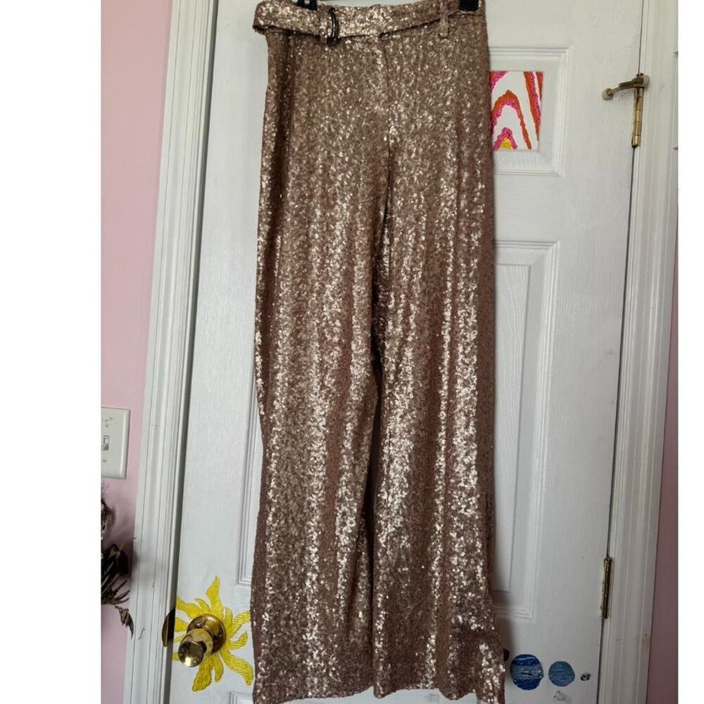 Rose Gold Sequin Dress Pants
